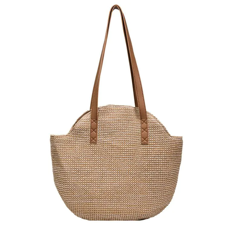 Woven Color Clash Zipper Shoulder Handbag for Women