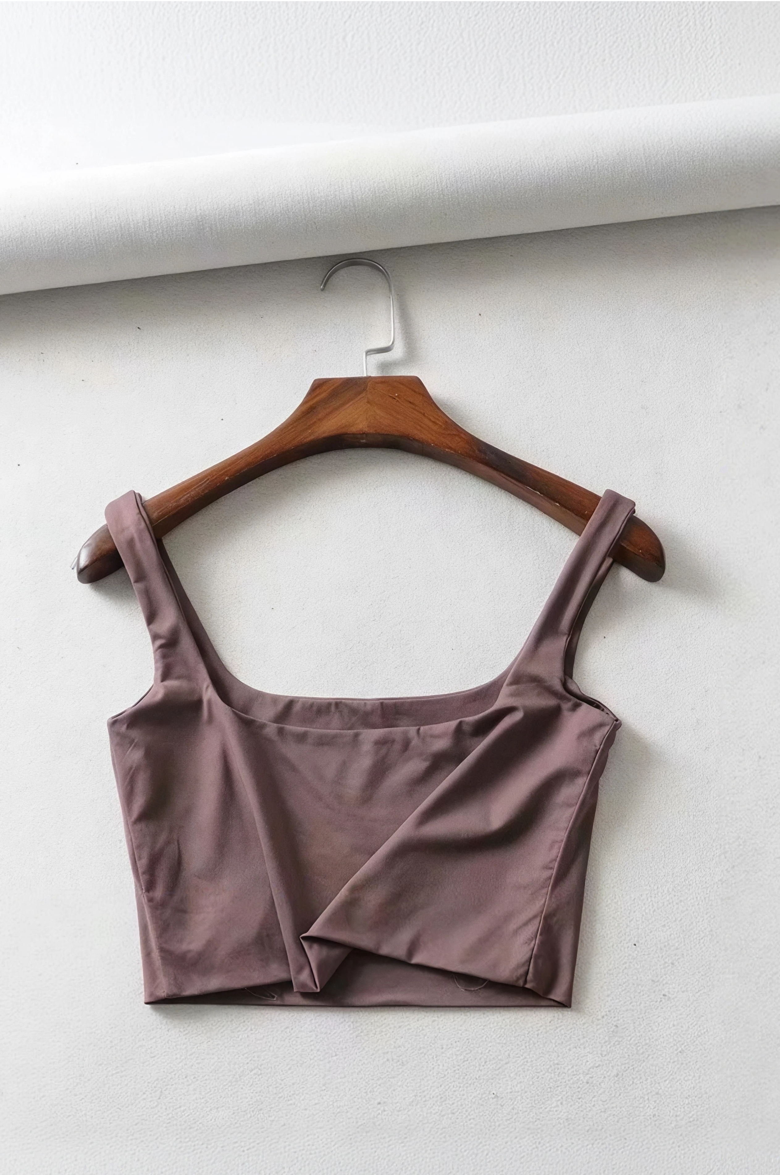 Satin Square-Neck Cropped