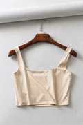 Satin Square-Neck Cropped