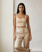 Satin Square-Neck Cropped