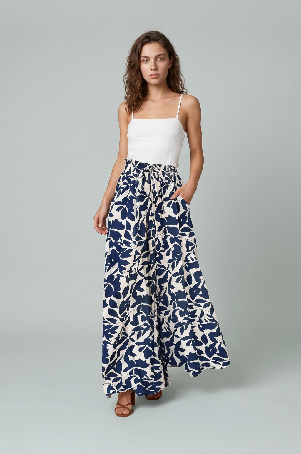 Floral Wide-Leg Maxi Skirt