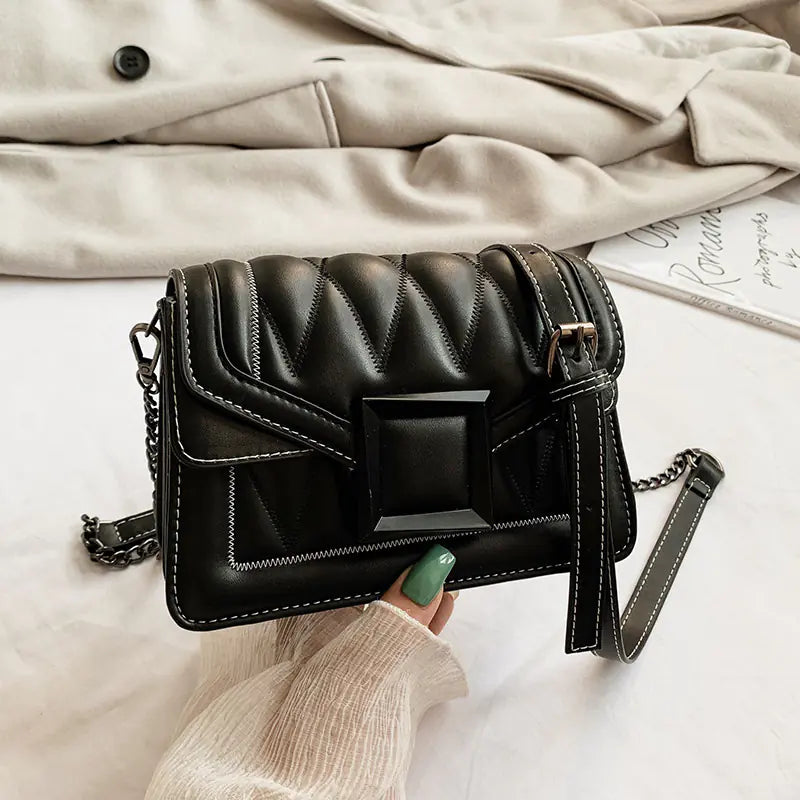 Stylish Color-Block Chain Shoulder Bag for Women