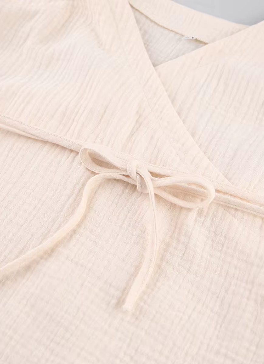 Cotton V-Neck Wrap Dress