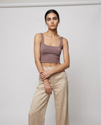 Satin Square-Neck Cropped