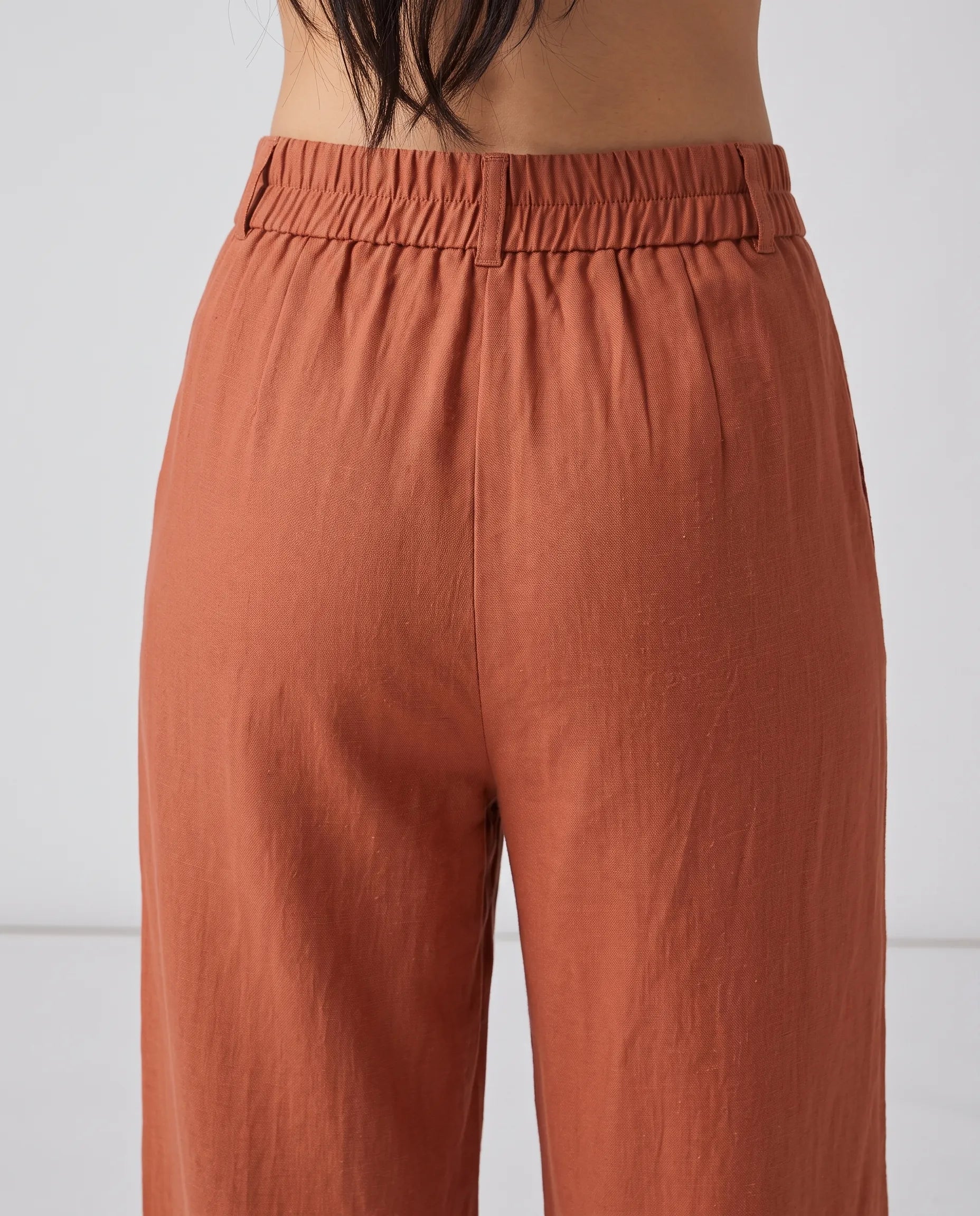 Linen Cotton Wide-Leg Trousers